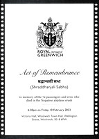 Royal Greenwich - Act of Remembrance for the Nepalese airplane crash  10/2/23