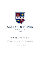 Sundridge Park Golf Club - Paul Jackson , Captain's Drive - In . 24th September