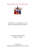 Inauguration of the Mayor of Royal Borough of Greenwich 2018