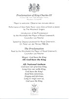 Royal Greenwich -Proclamation of King Charles III